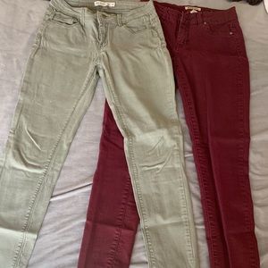 Burgundy & Olive jeans